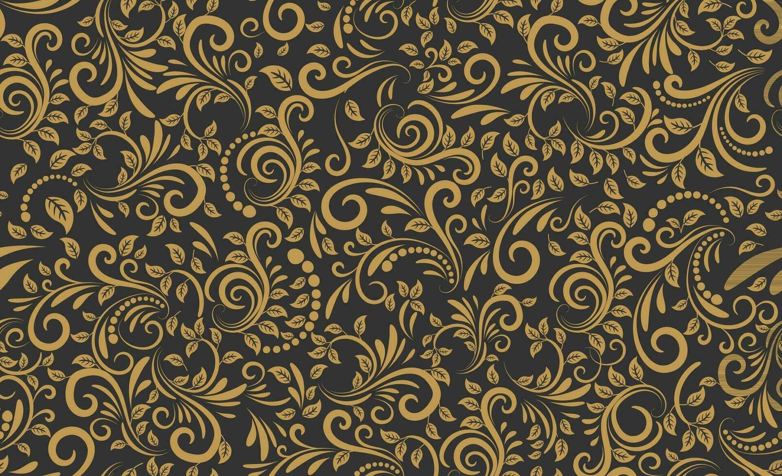 Seamless Golden Floral Batik Indonesian is a technique of wax-resist dyeing applied to whole cloth, or cloth made using this technique originated from Indonesia. vector