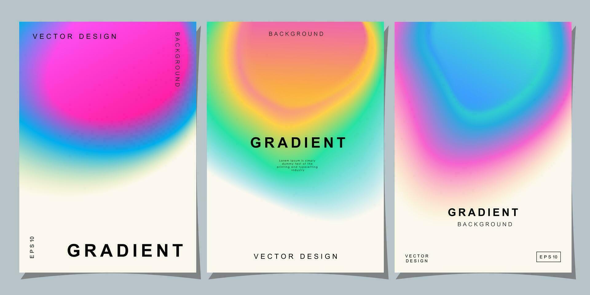 Set of creative covers or posters concept in modern minimal style for corporate identity, branding, social media advertising, promo. Minimalist cover design template with dynamic fluid gradient. vector