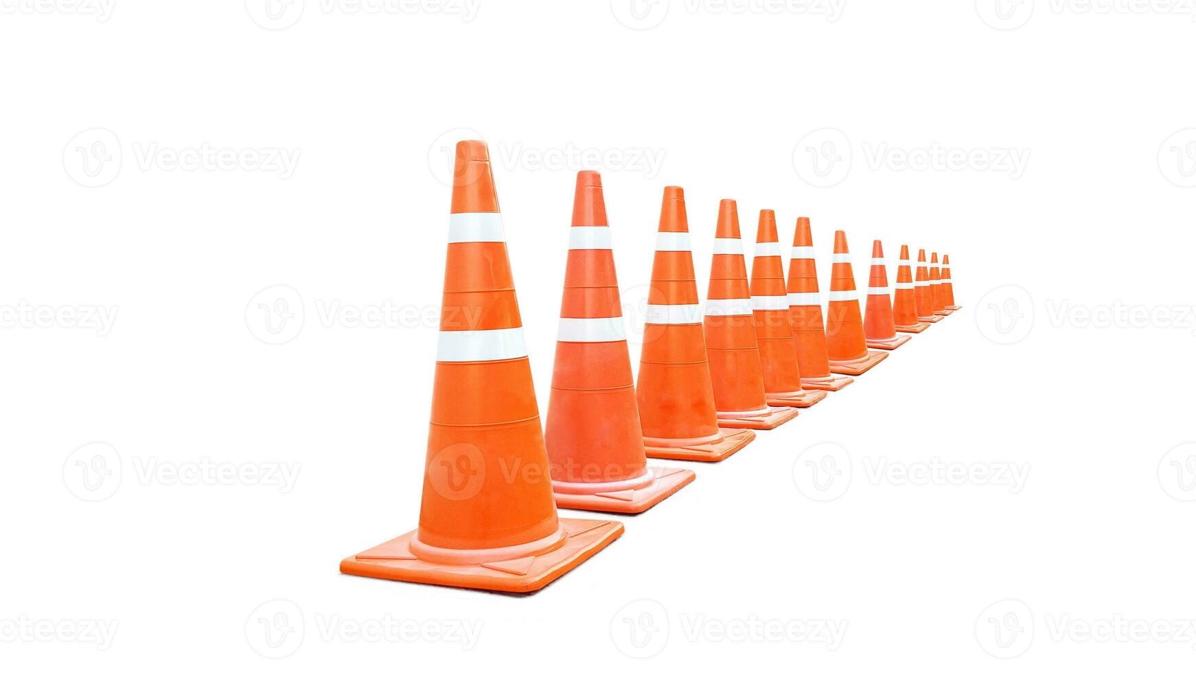 orange traffic cone isolated on white background photo