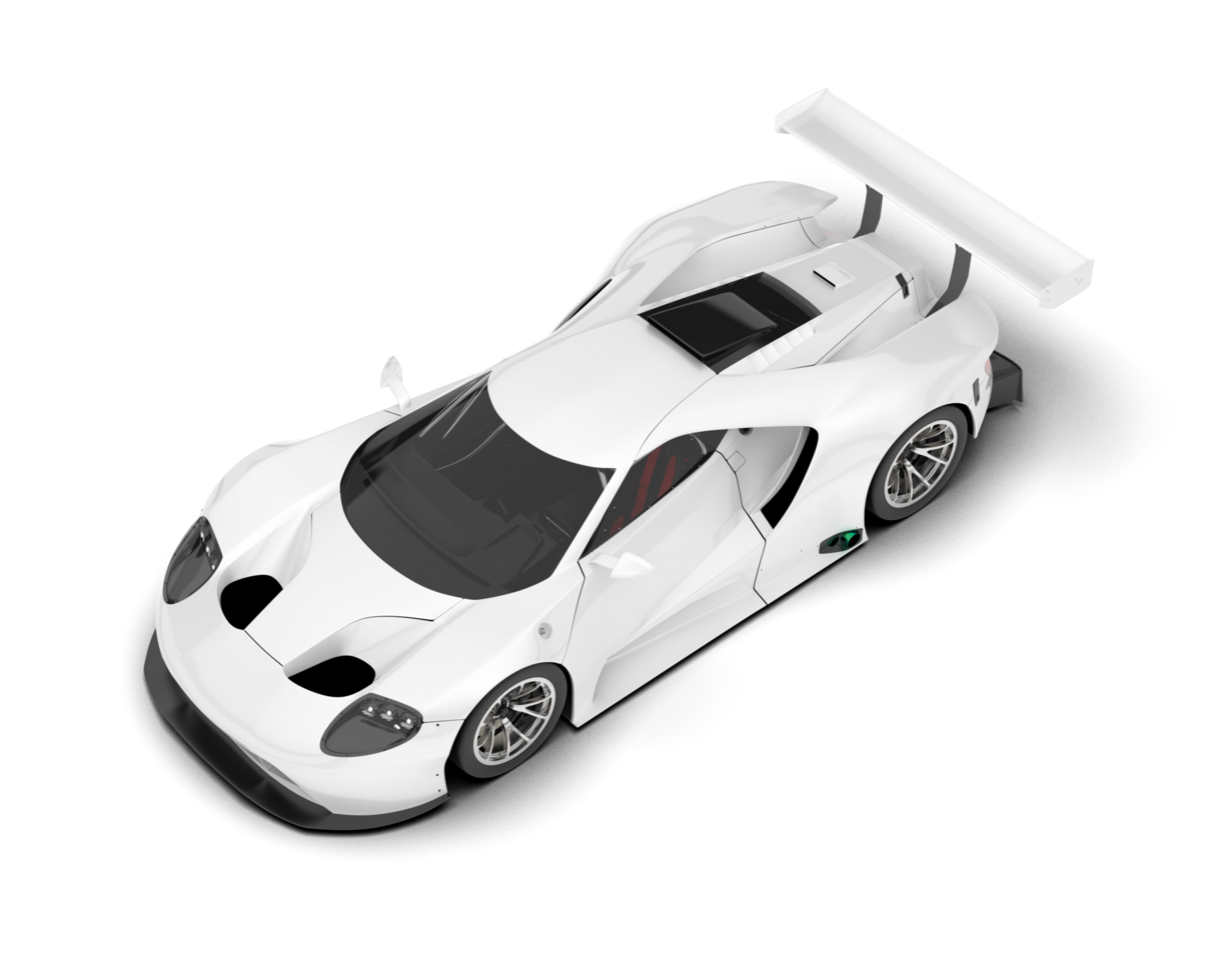 White sport car on transparent background. 3d rendering - illustration png