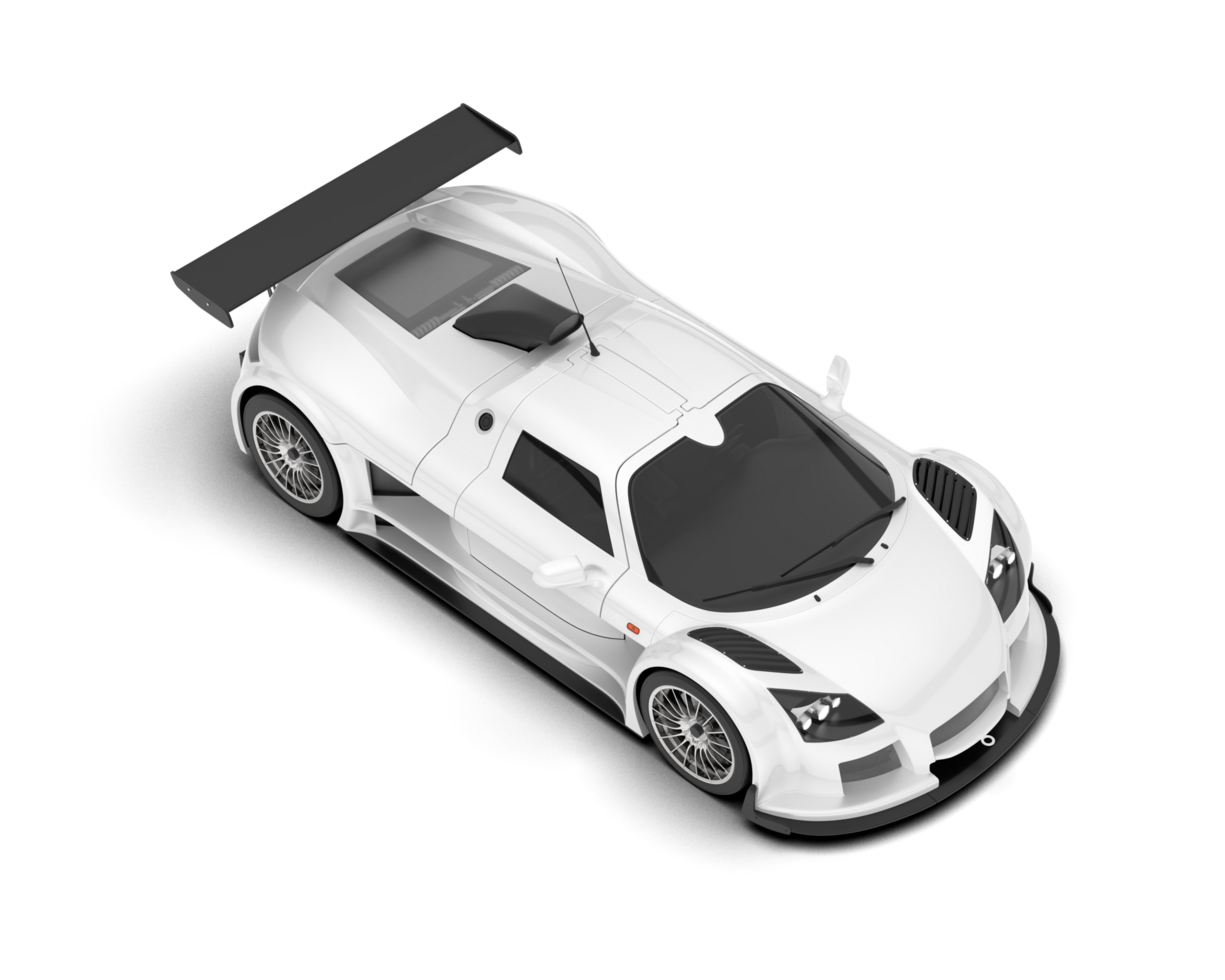White sport car on transparent background. 3d rendering - illustration png