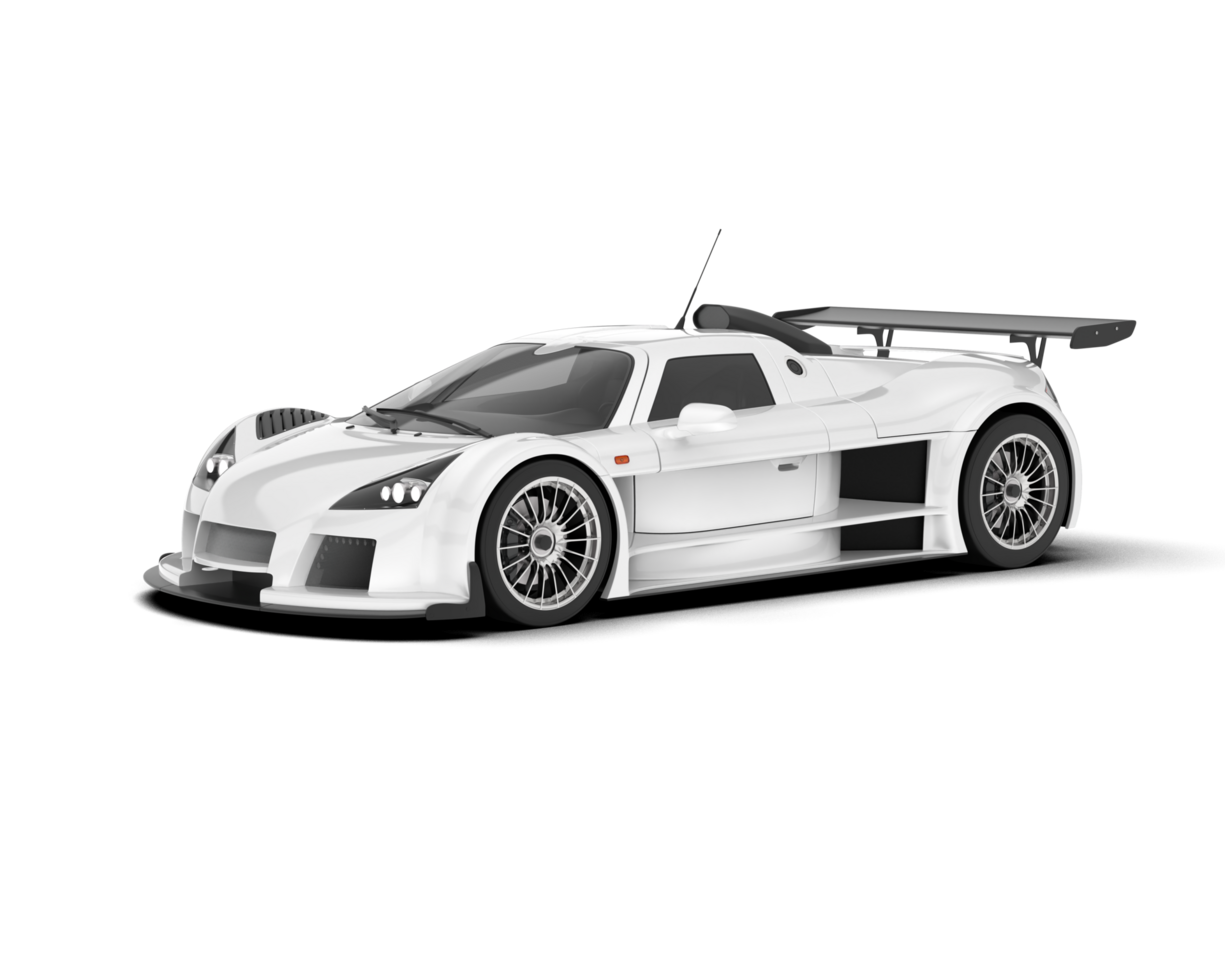 White sport car on transparent background. 3d rendering - illustration png