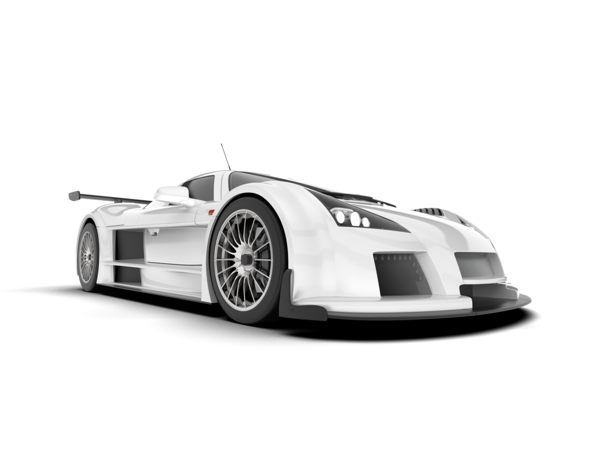 White sport car on transparent background. 3d rendering - illustration png