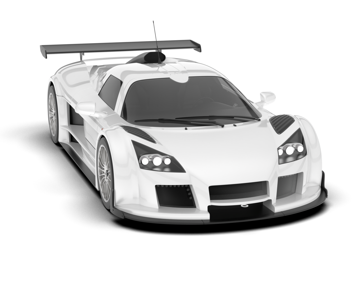 White sport car on transparent background. 3d rendering - illustration png