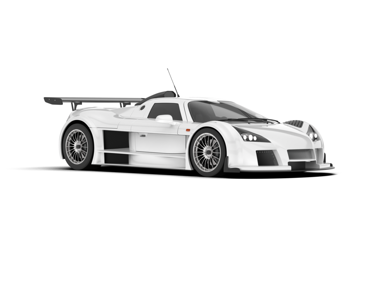 White sport car on transparent background. 3d rendering - illustration png