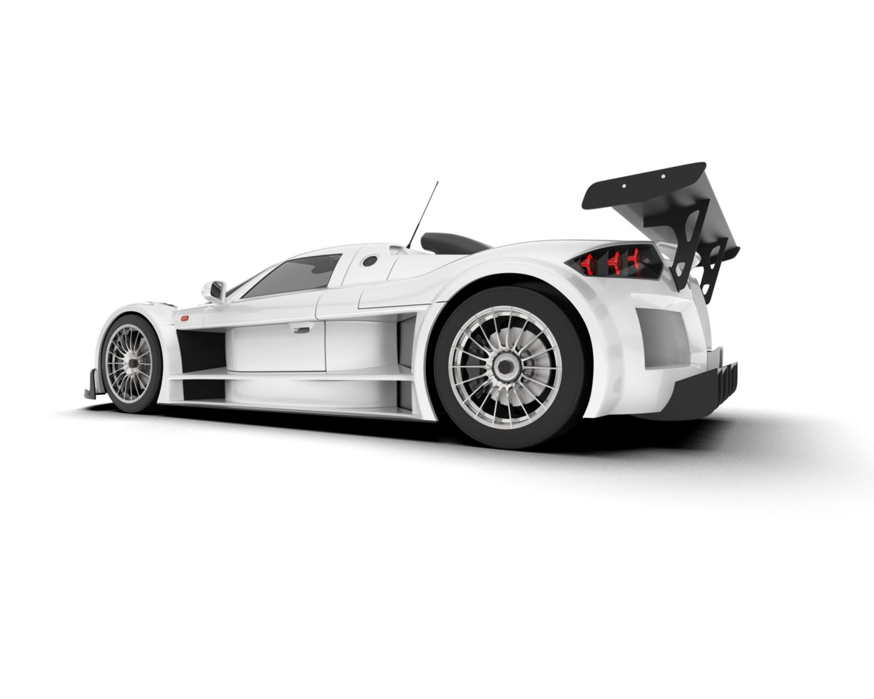 White sport car on transparent background. 3d rendering - illustration png