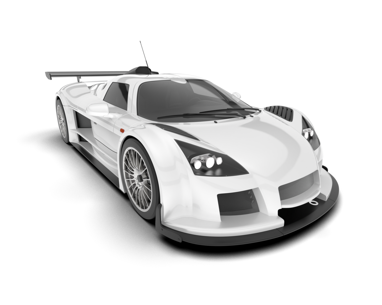 White sport car on transparent background. 3d rendering - illustration png