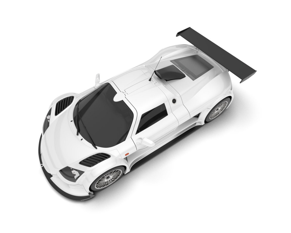 White sport car on transparent background. 3d rendering - illustration png