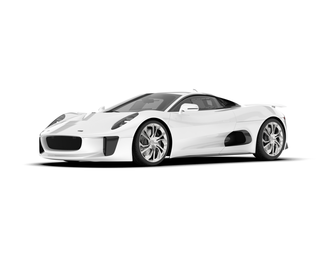 White sport car on transparent background. 3d rendering - illustration png