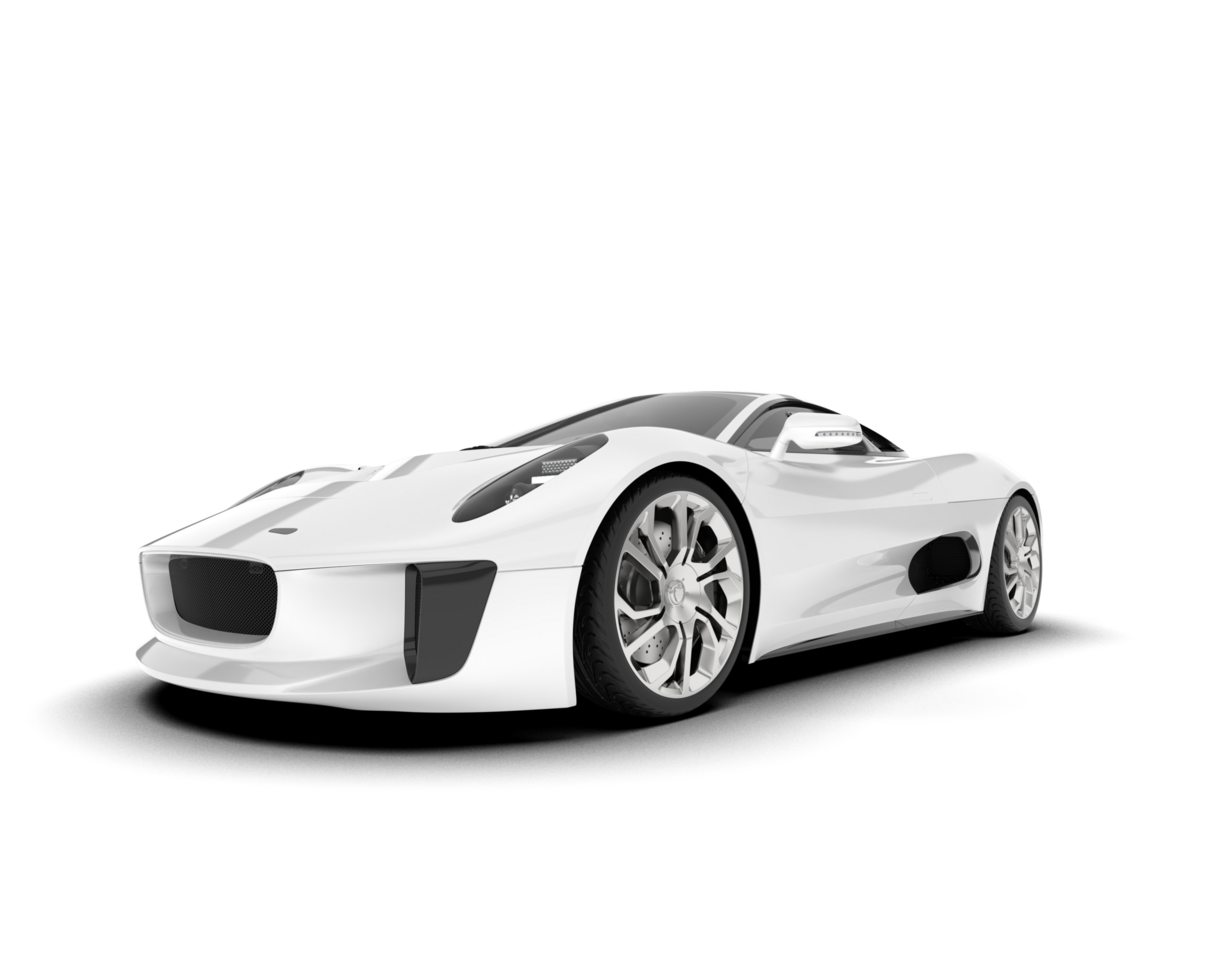 White sport car on transparent background. 3d rendering - illustration png