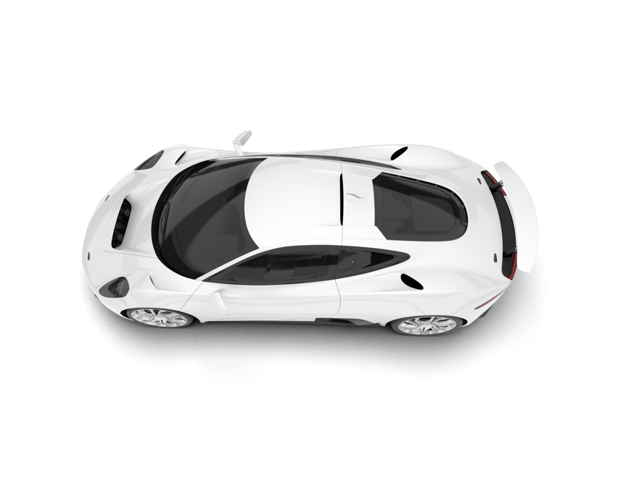 White sport car on transparent background. 3d rendering - illustration png