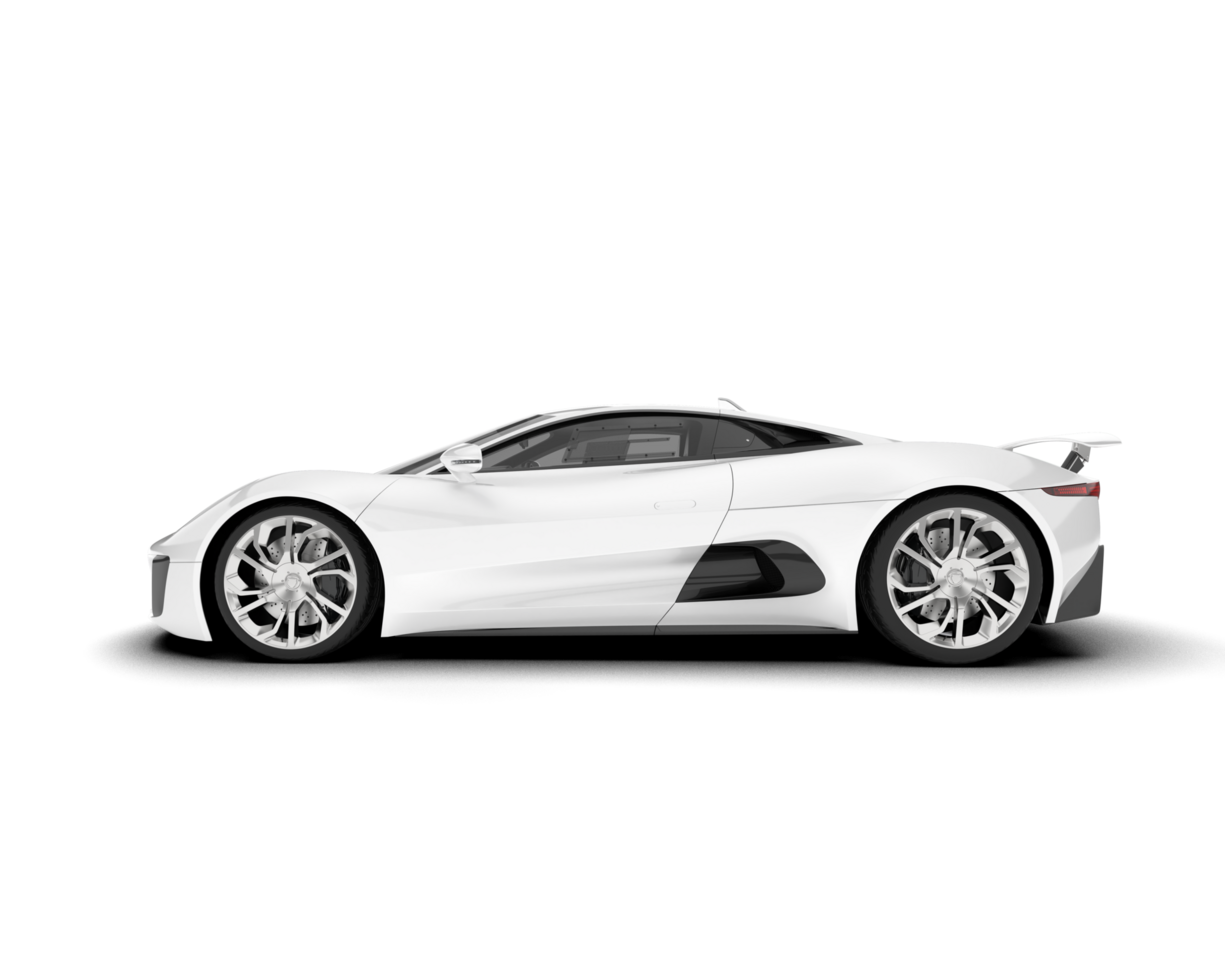 White sport car on transparent background. 3d rendering - illustration png