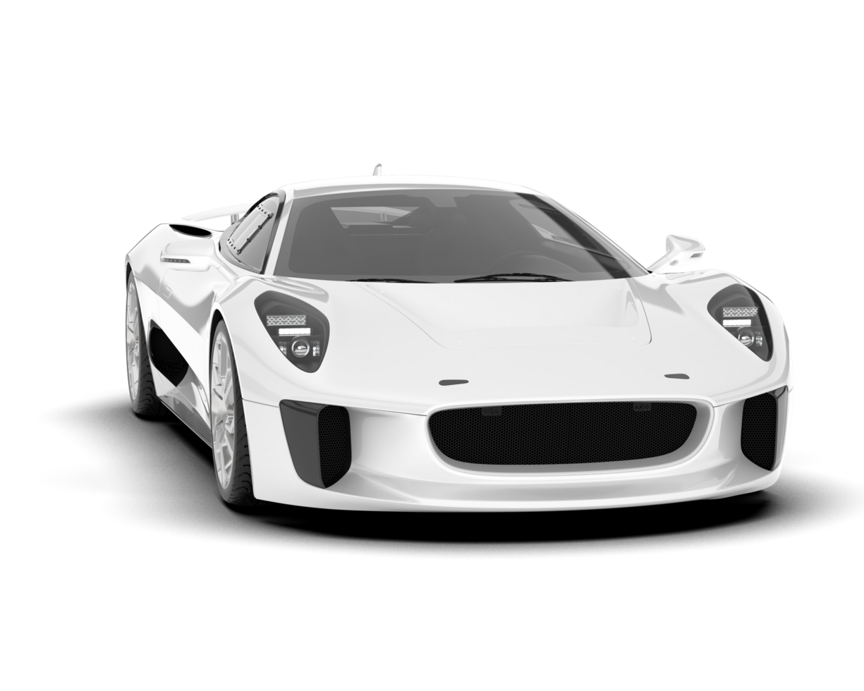 White sport car on transparent background. 3d rendering - illustration png