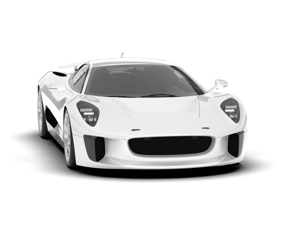 White sport car on transparent background. 3d rendering - illustration png