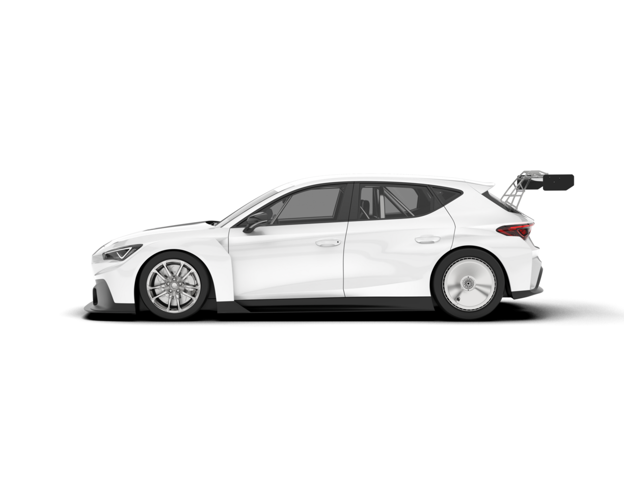 White sport car on transparent background. 3d rendering - illustration png