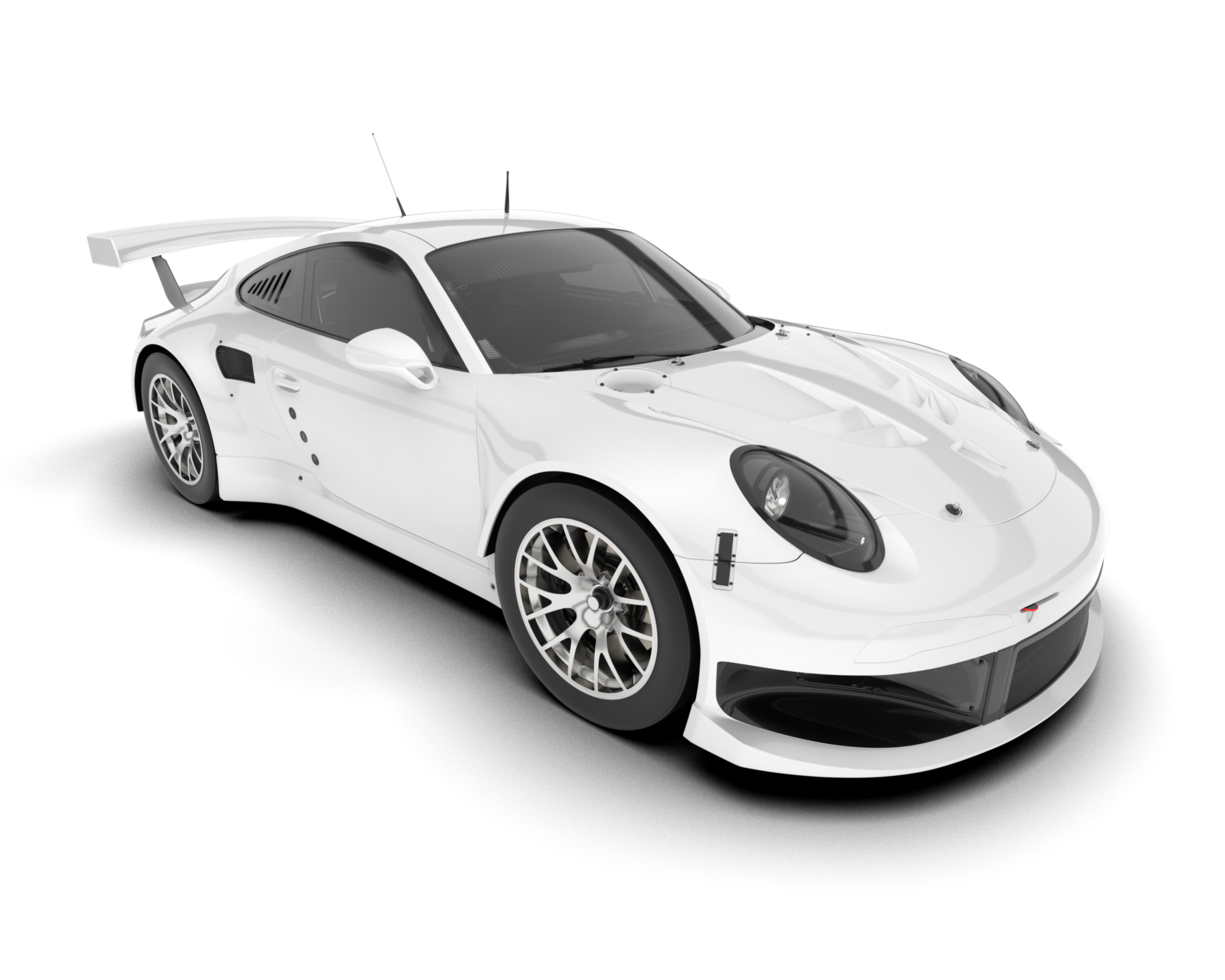 White sport car on transparent background. 3d rendering - illustration png