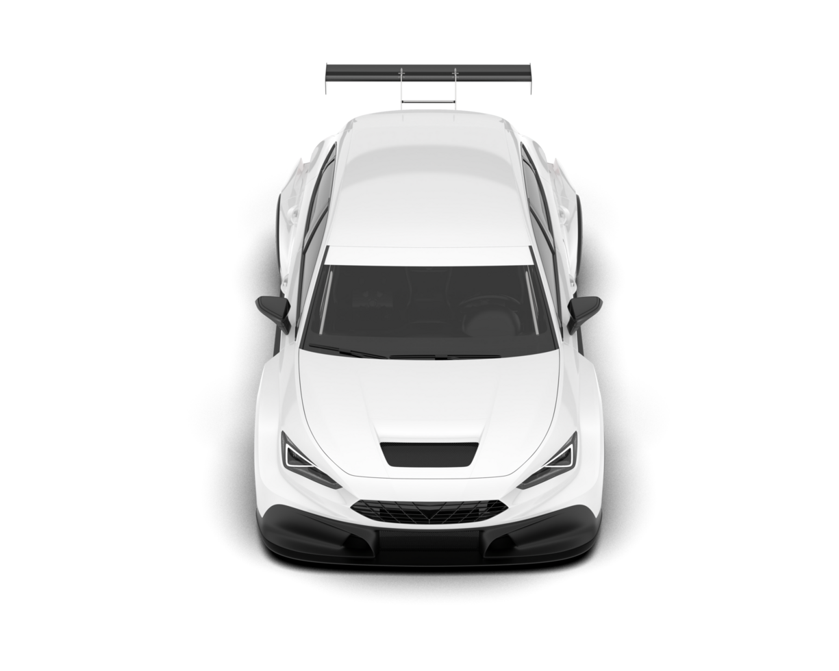 White sport car on transparent background. 3d rendering - illustration png