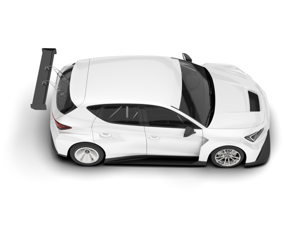 White sport car on transparent background. 3d rendering - illustration png