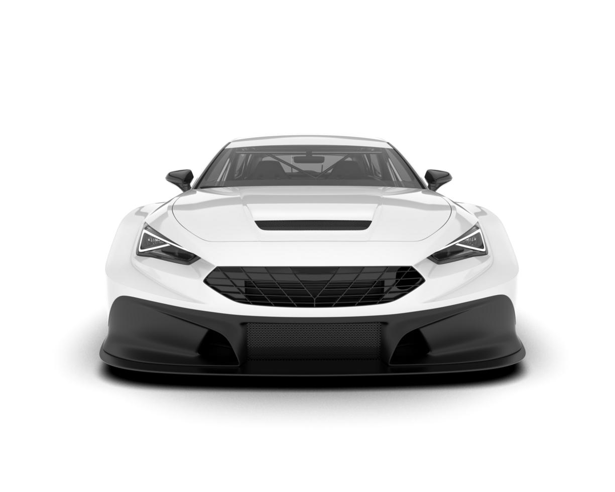 White sport car on transparent background. 3d rendering - illustration png