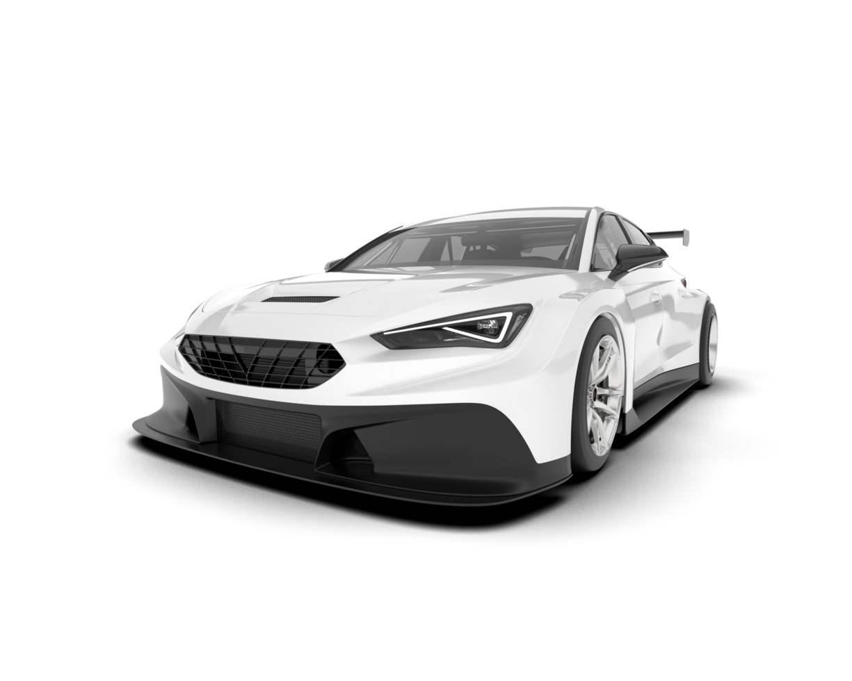 White sport car on transparent background. 3d rendering - illustration png