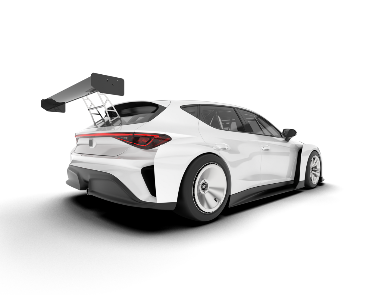 White sport car on transparent background. 3d rendering - illustration png