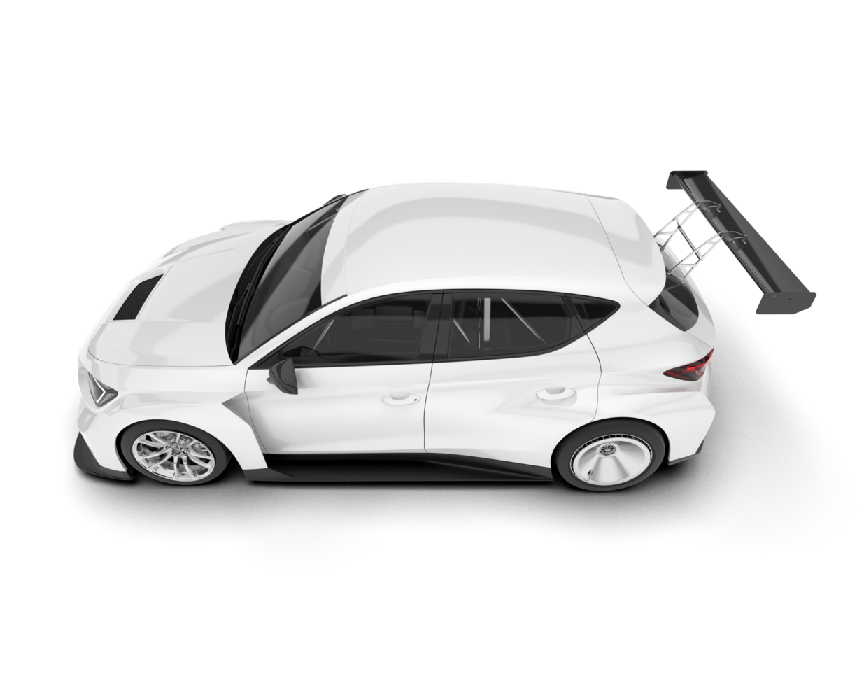 White sport car on transparent background. 3d rendering - illustration png