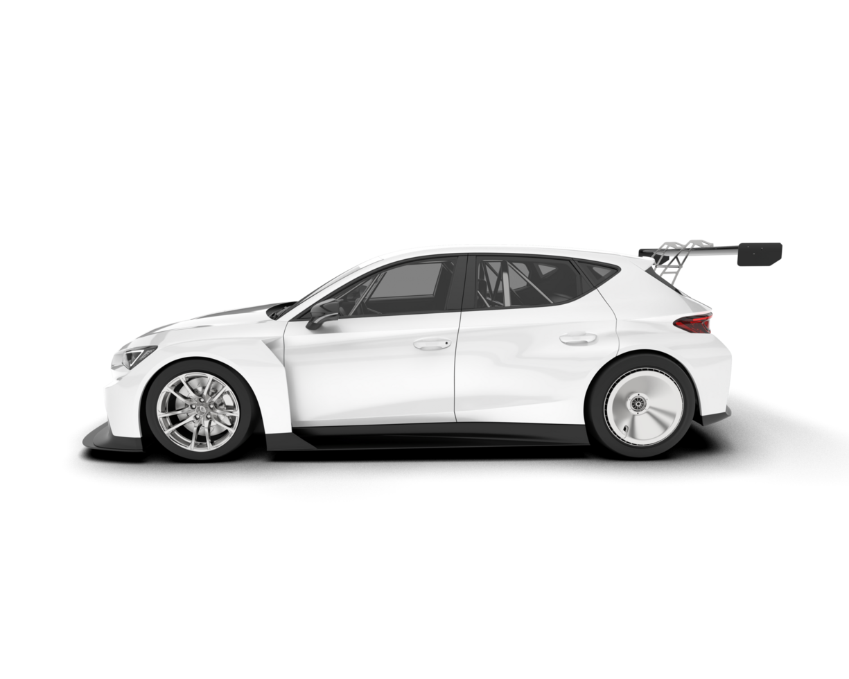 White sport car on transparent background. 3d rendering - illustration png