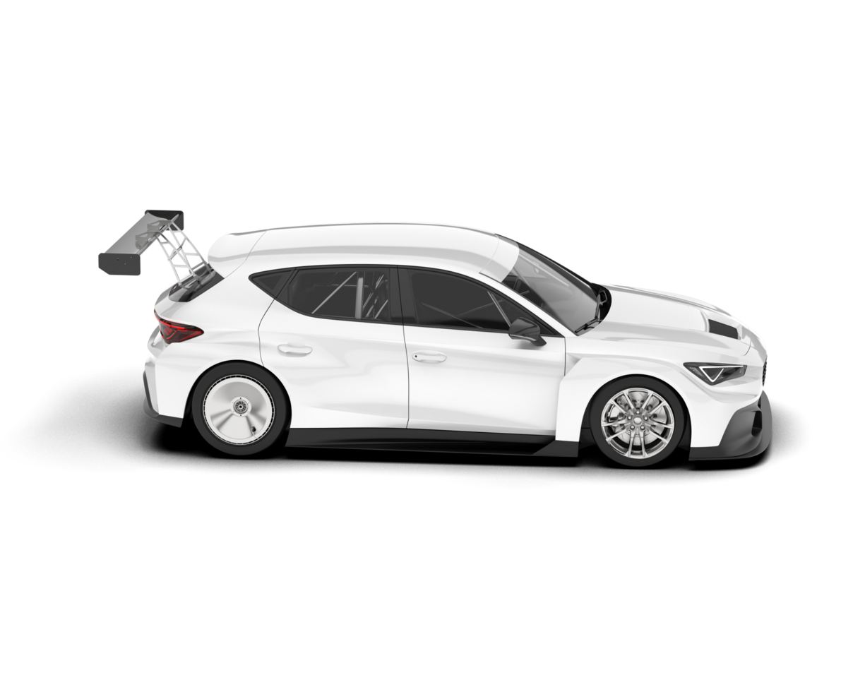 White sport car on transparent background. 3d rendering - illustration png