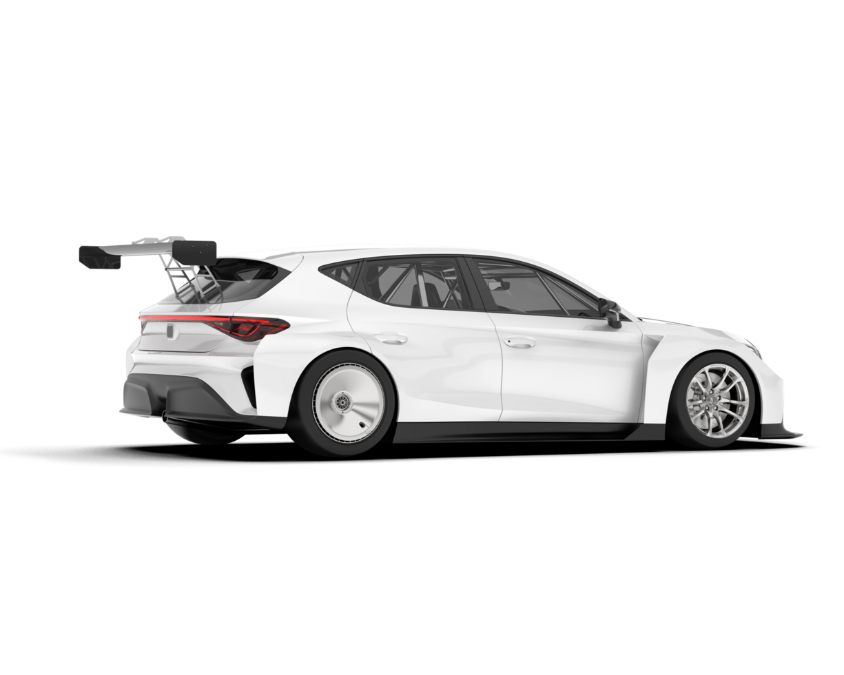 White sport car on transparent background. 3d rendering - illustration png