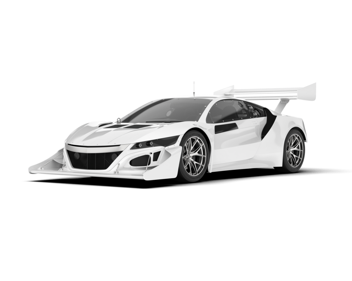 White sport car on transparent background. 3d rendering - illustration png