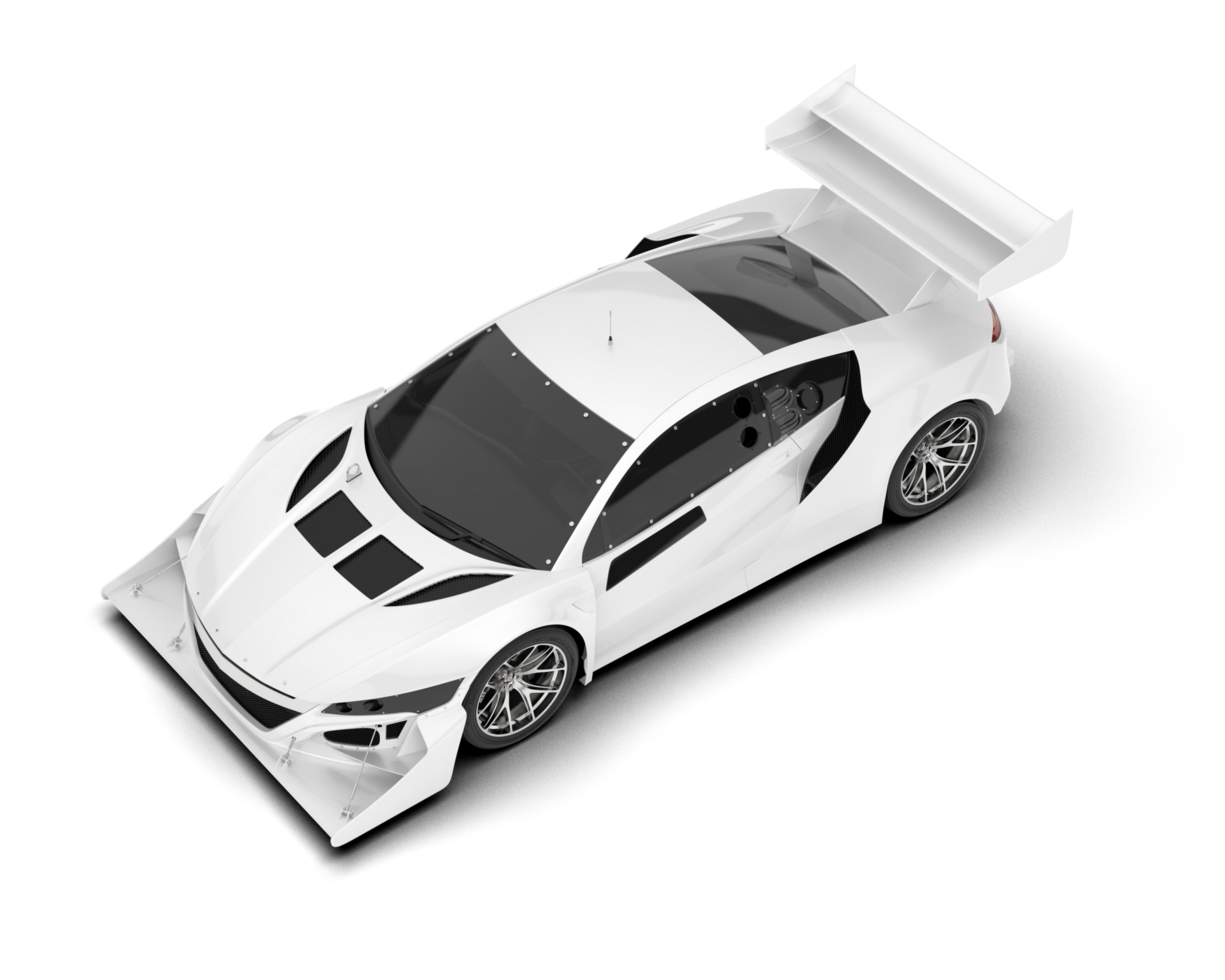 White sport car on transparent background. 3d rendering - illustration png