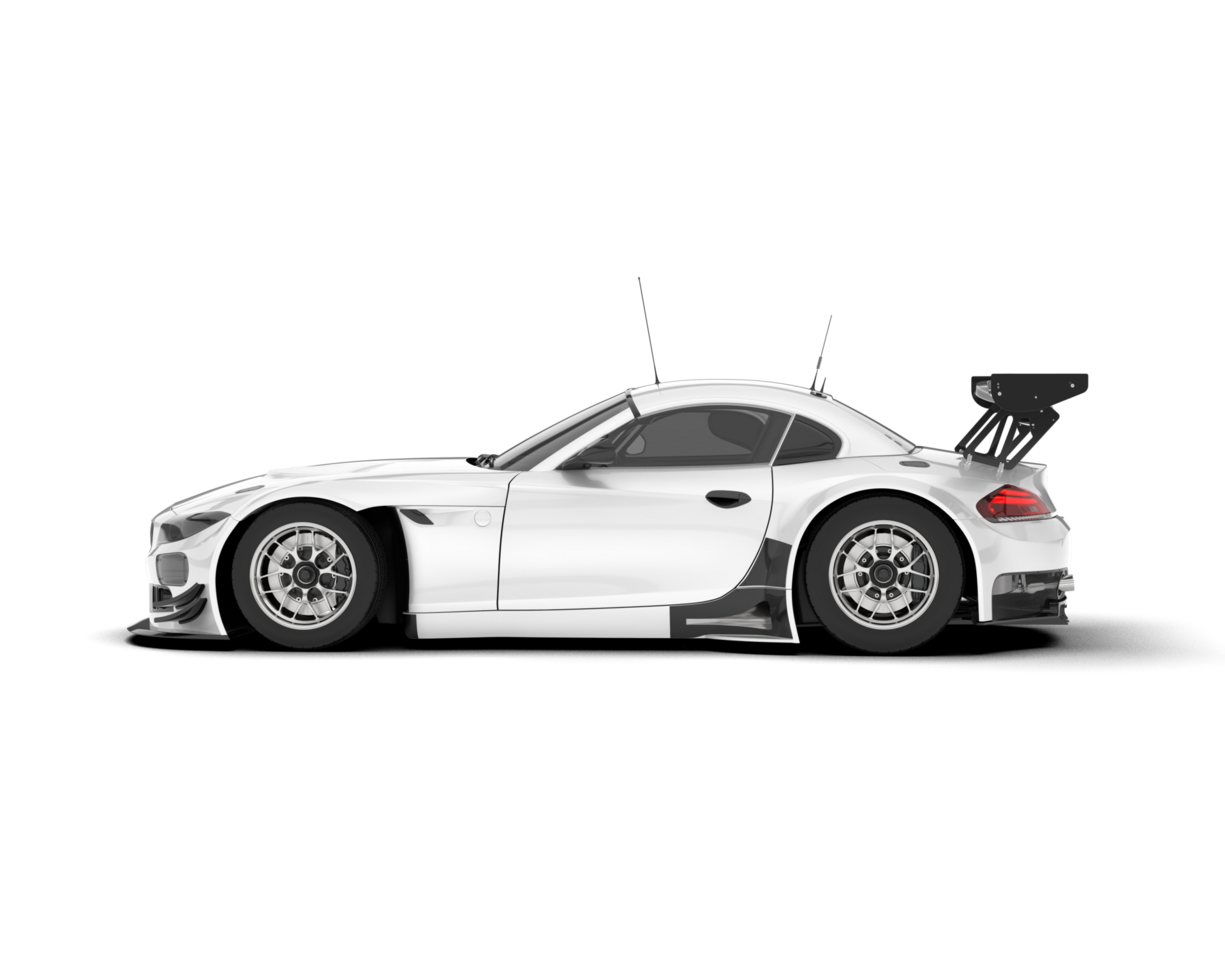White sport car on transparent background. 3d rendering - illustration png