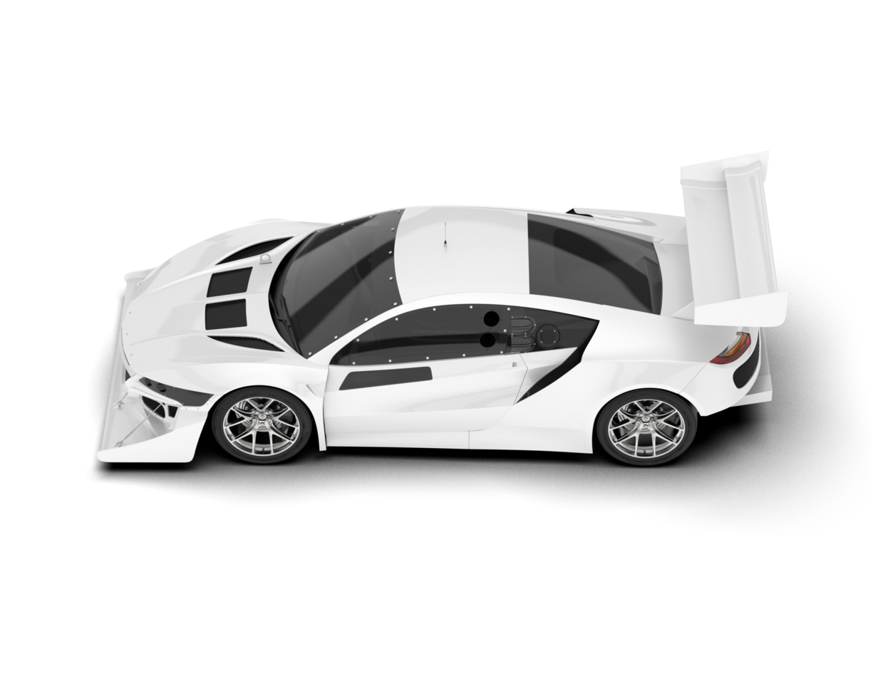 White sport car on transparent background. 3d rendering - illustration png