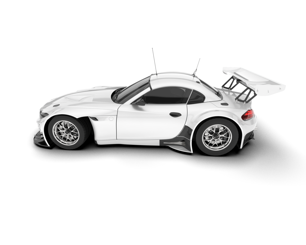 White sport car on transparent background. 3d rendering - illustration png