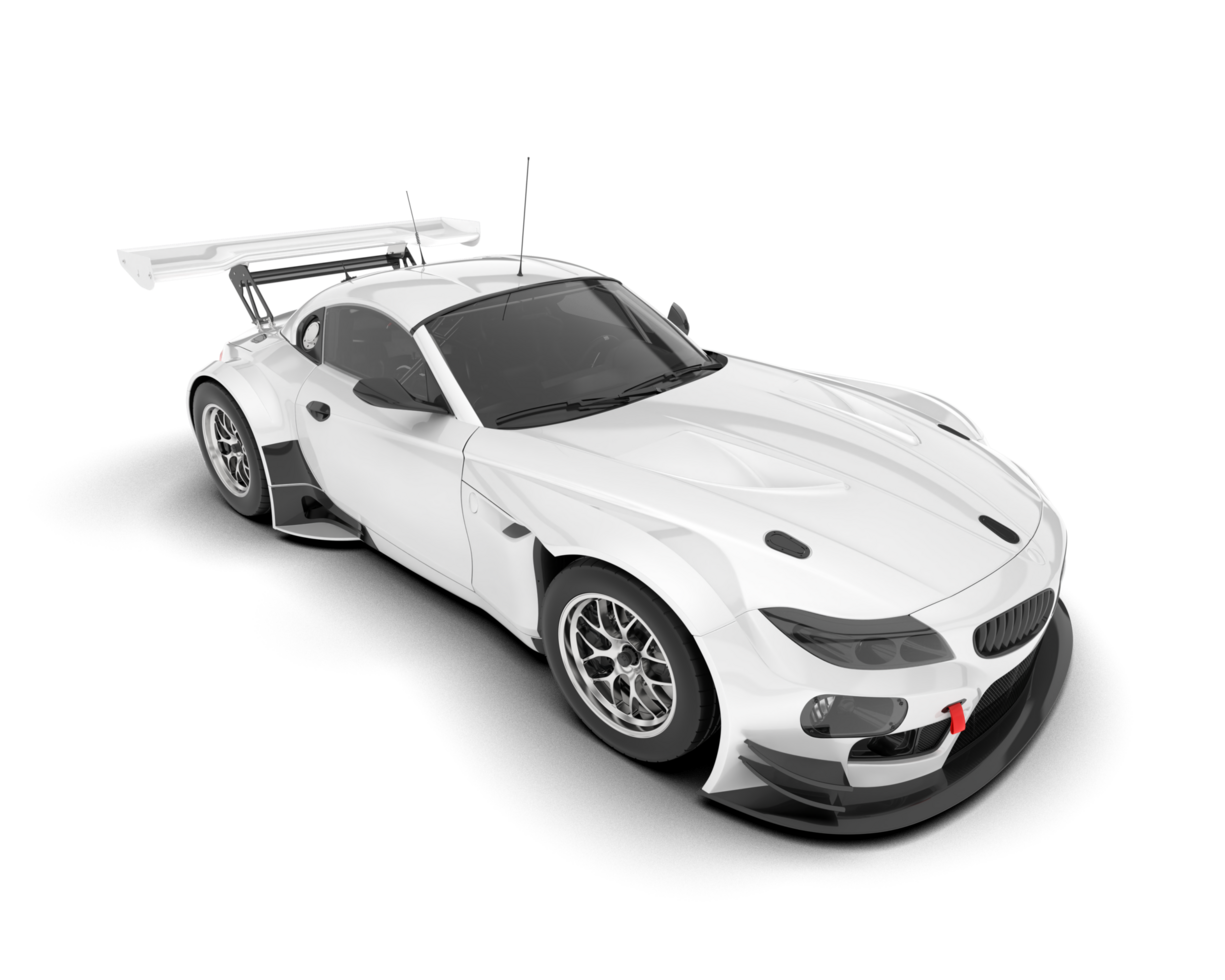 White sport car on transparent background. 3d rendering - illustration png