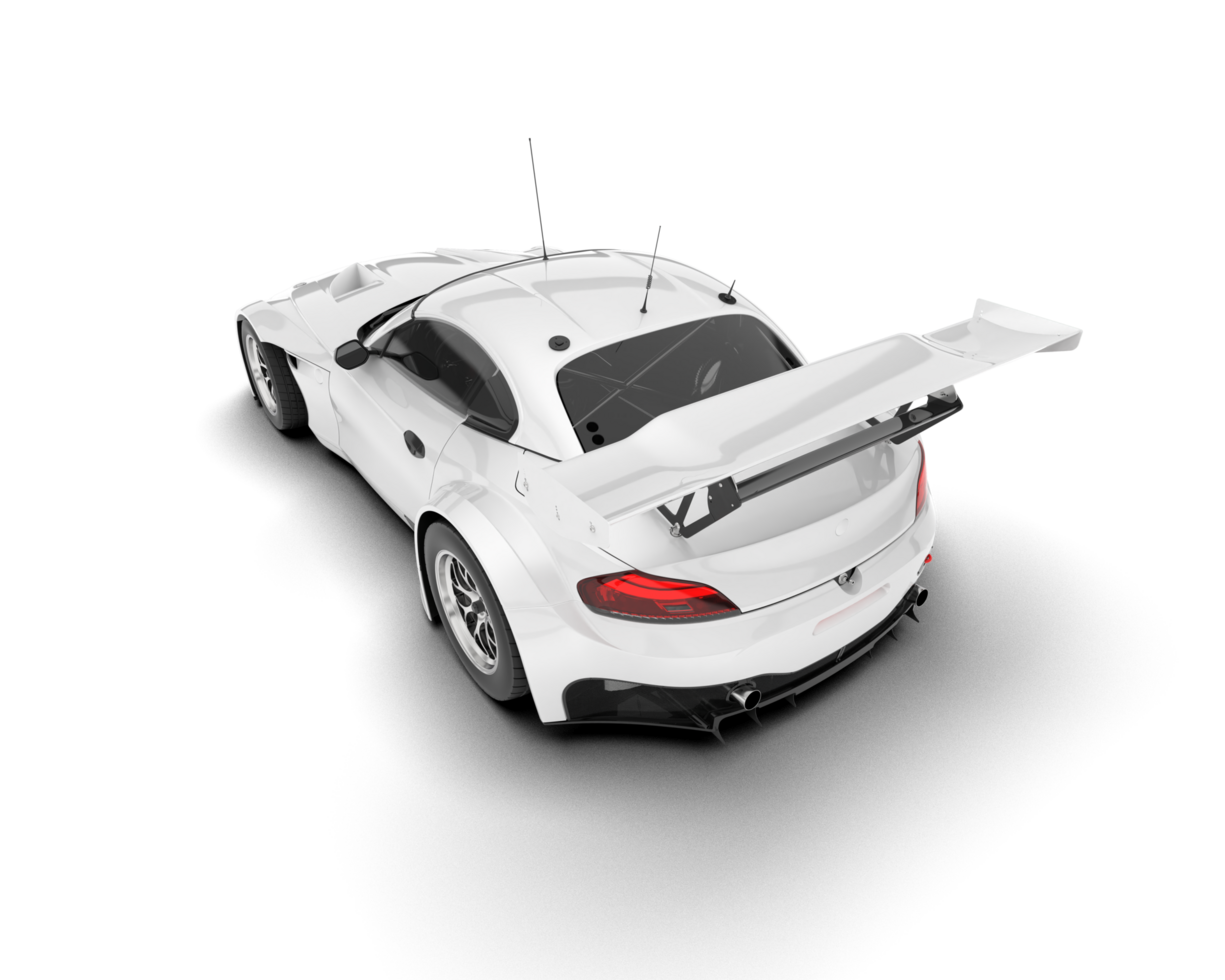 White sport car on transparent background. 3d rendering - illustration png