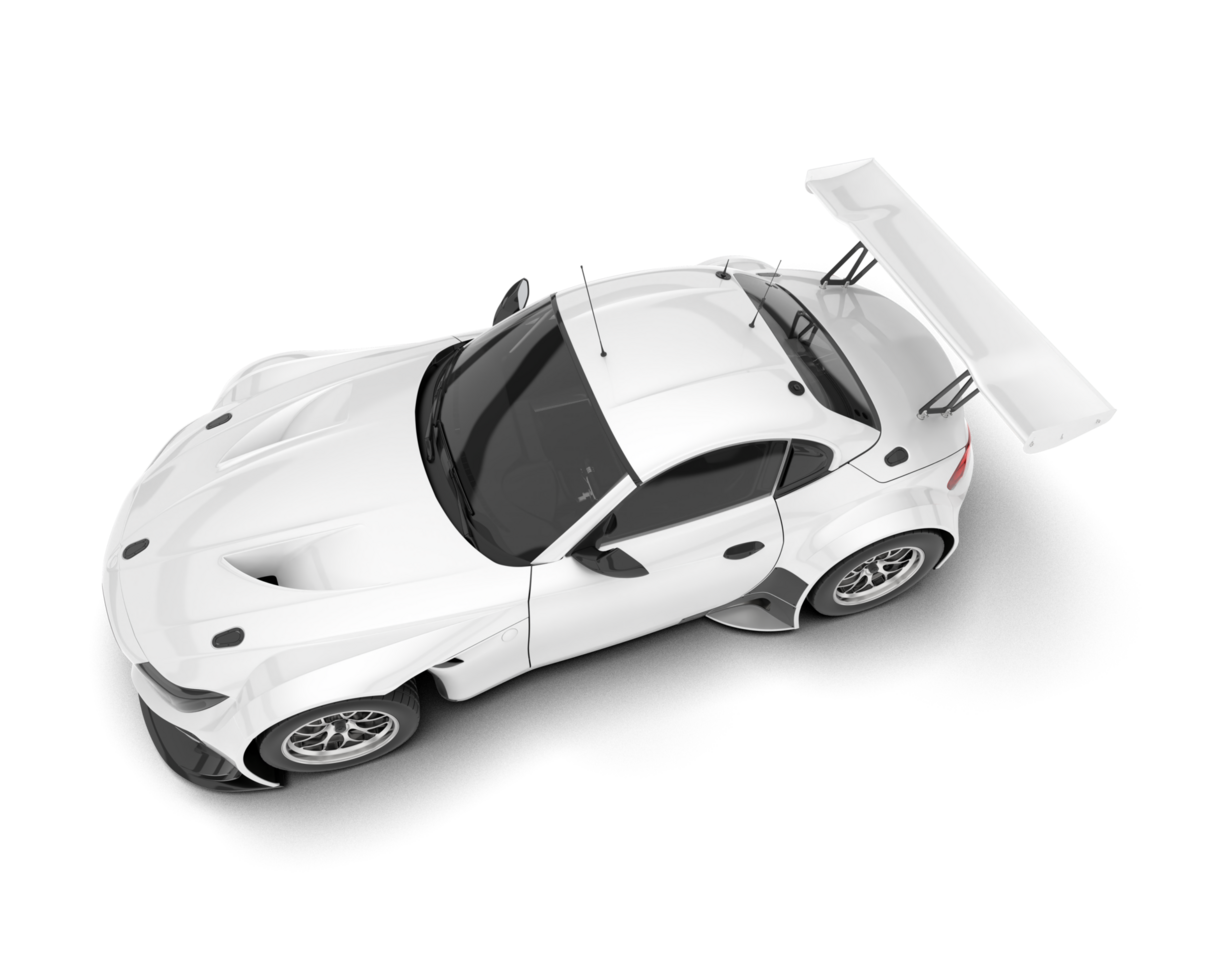 White sport car on transparent background. 3d rendering - illustration png