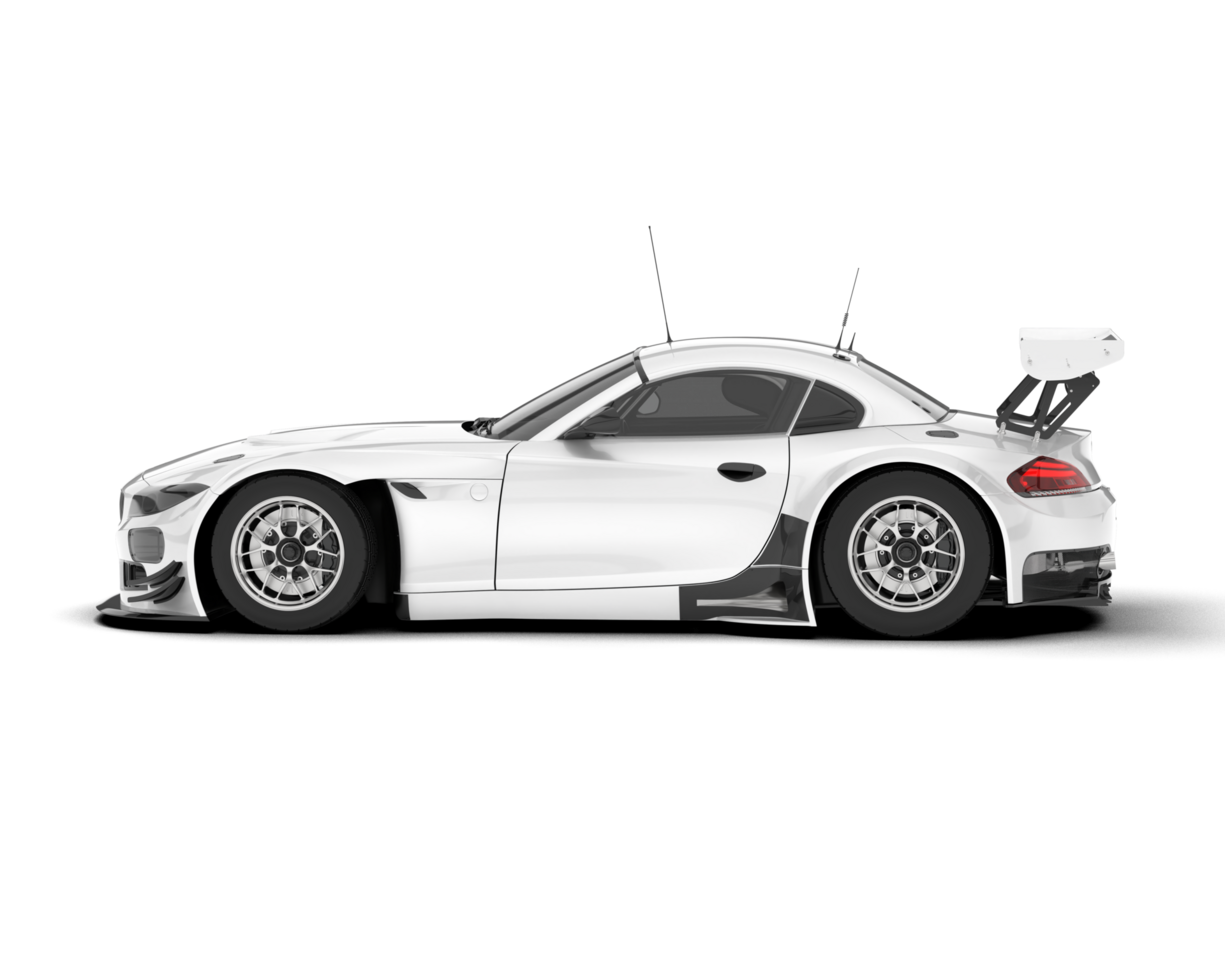White sport car on transparent background. 3d rendering - illustration png