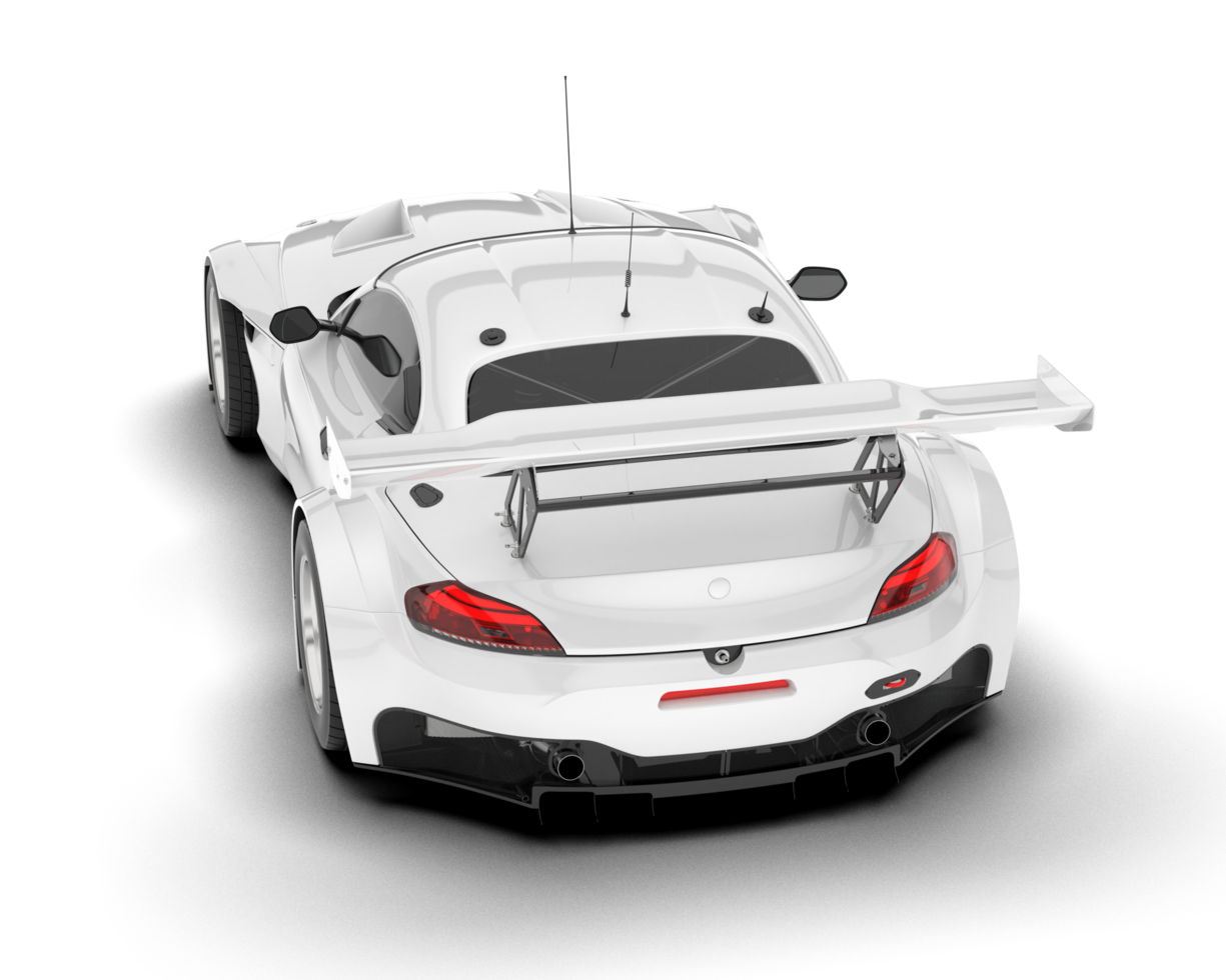 White sport car on transparent background. 3d rendering - illustration png