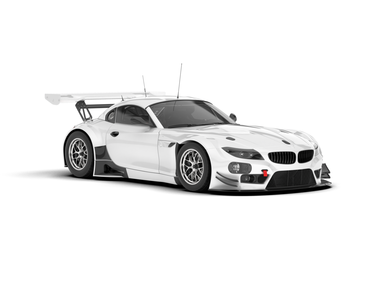 White sport car on transparent background. 3d rendering - illustration png
