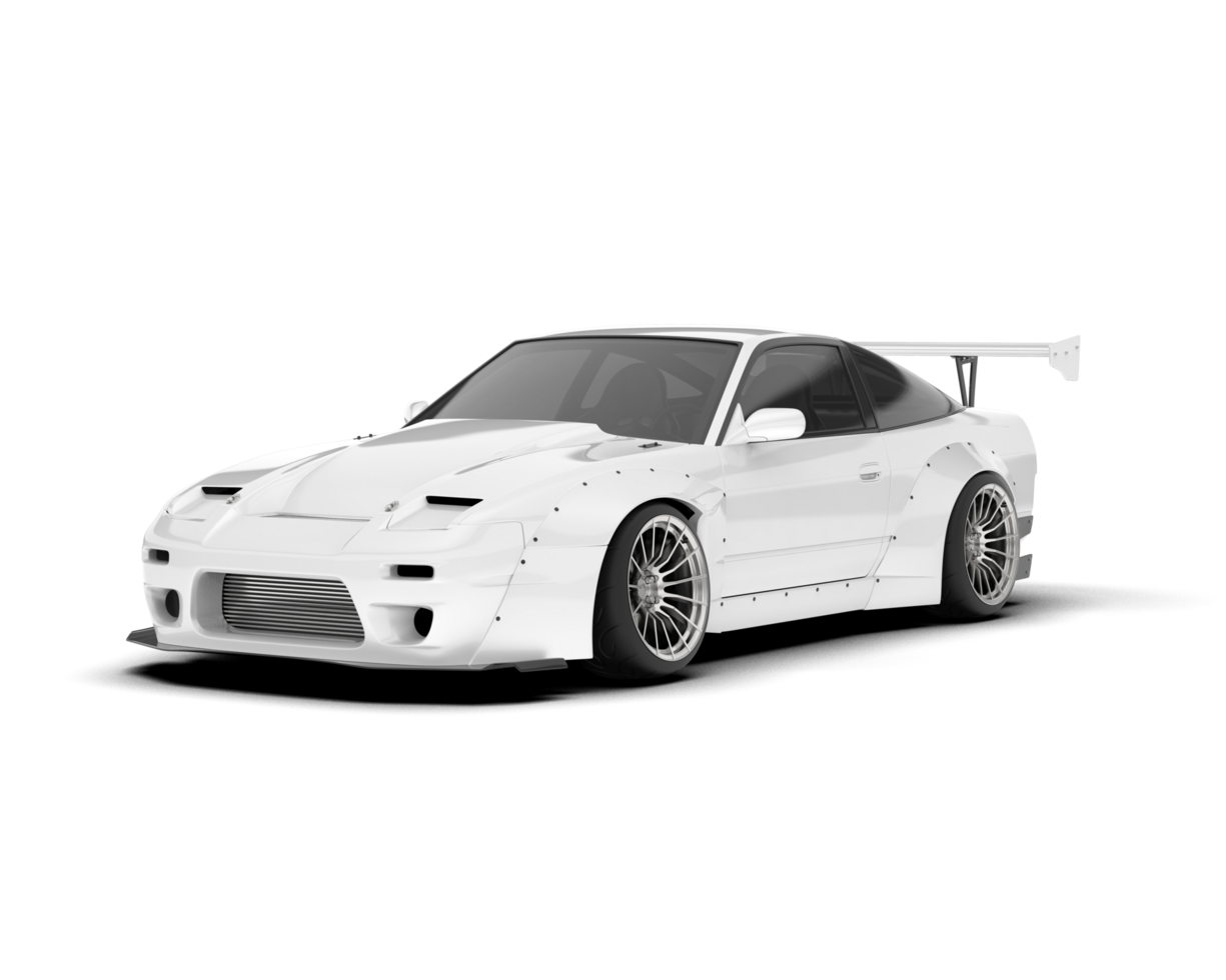 White sport car on transparent background. 3d rendering - illustration png