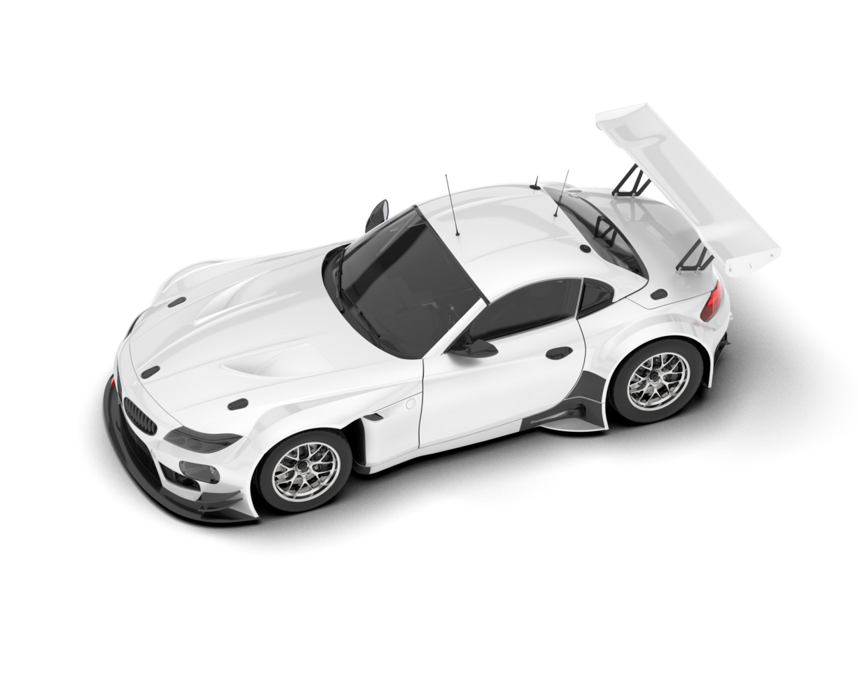 White sport car on transparent background. 3d rendering - illustration png