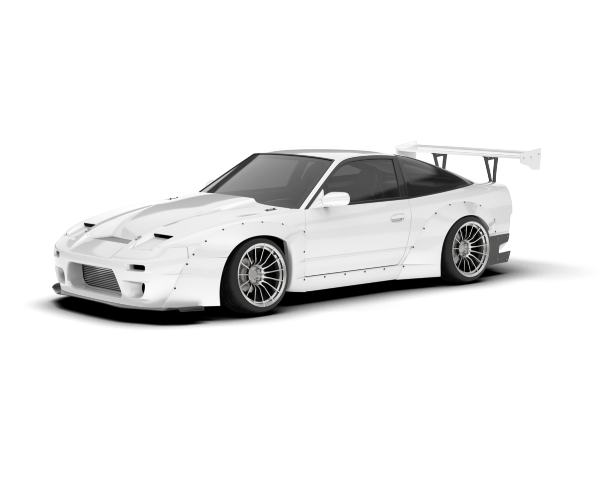 White sport car on transparent background. 3d rendering - illustration png