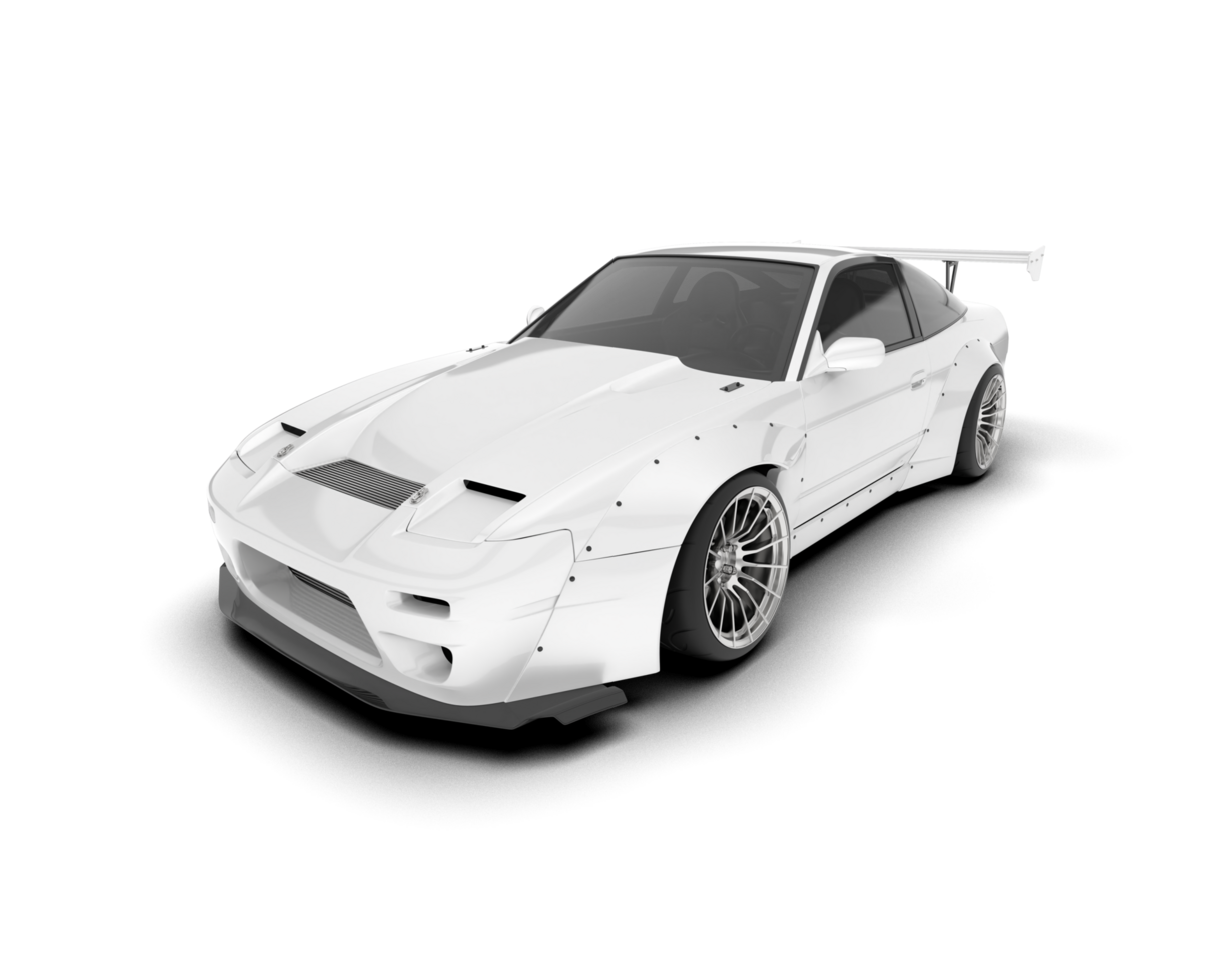 White sport car on transparent background. 3d rendering - illustration png
