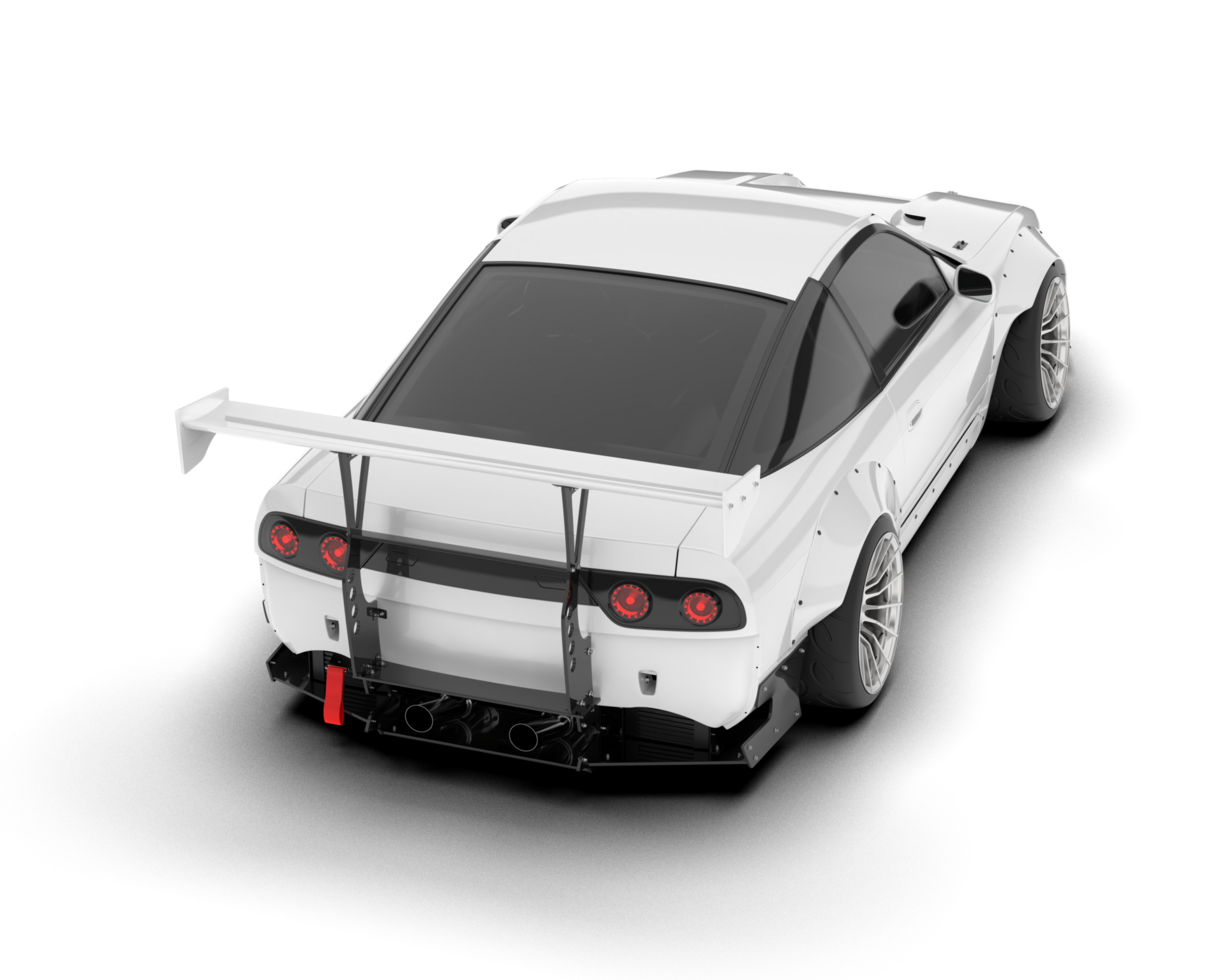 White sport car on transparent background. 3d rendering - illustration png