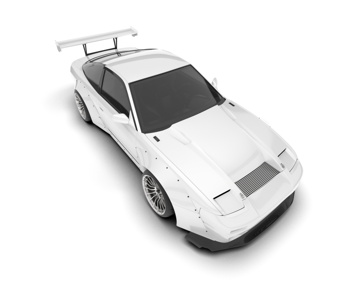 White sport car on transparent background. 3d rendering - illustration png