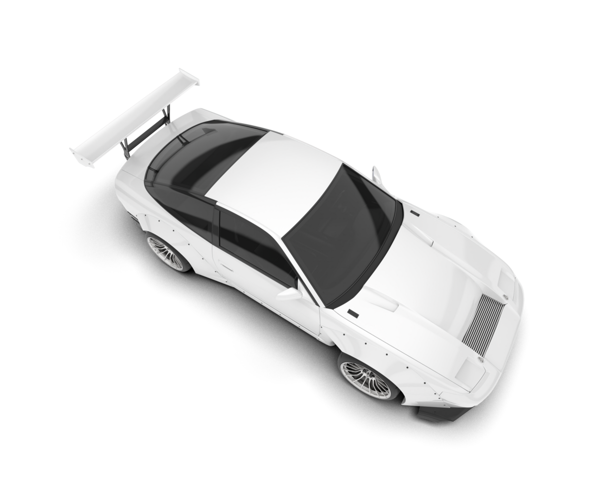 White sport car on transparent background. 3d rendering - illustration png