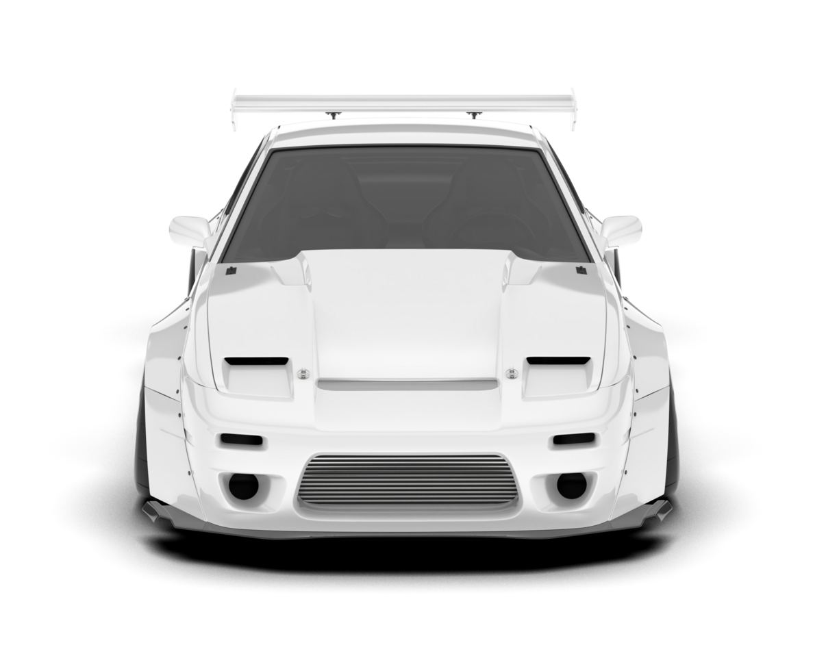 White sport car on transparent background. 3d rendering - illustration png