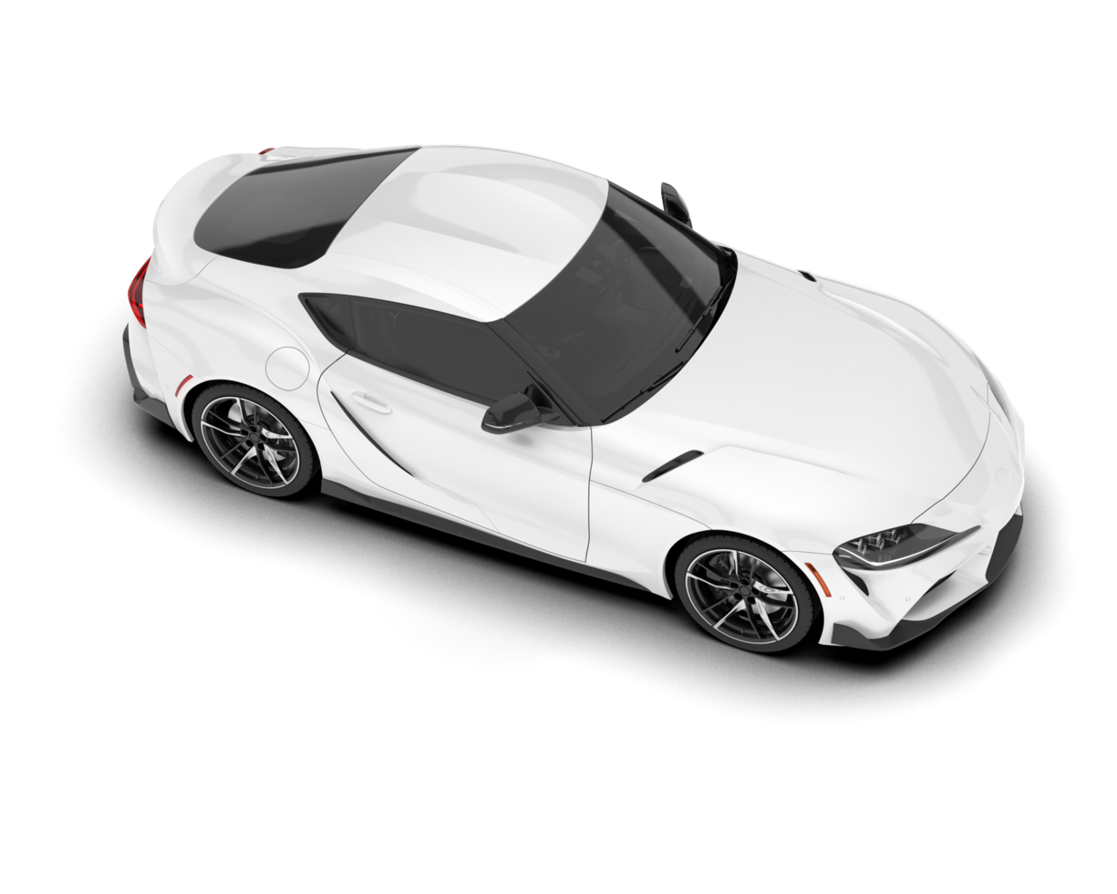 White sport car on transparent background. 3d rendering - illustration png