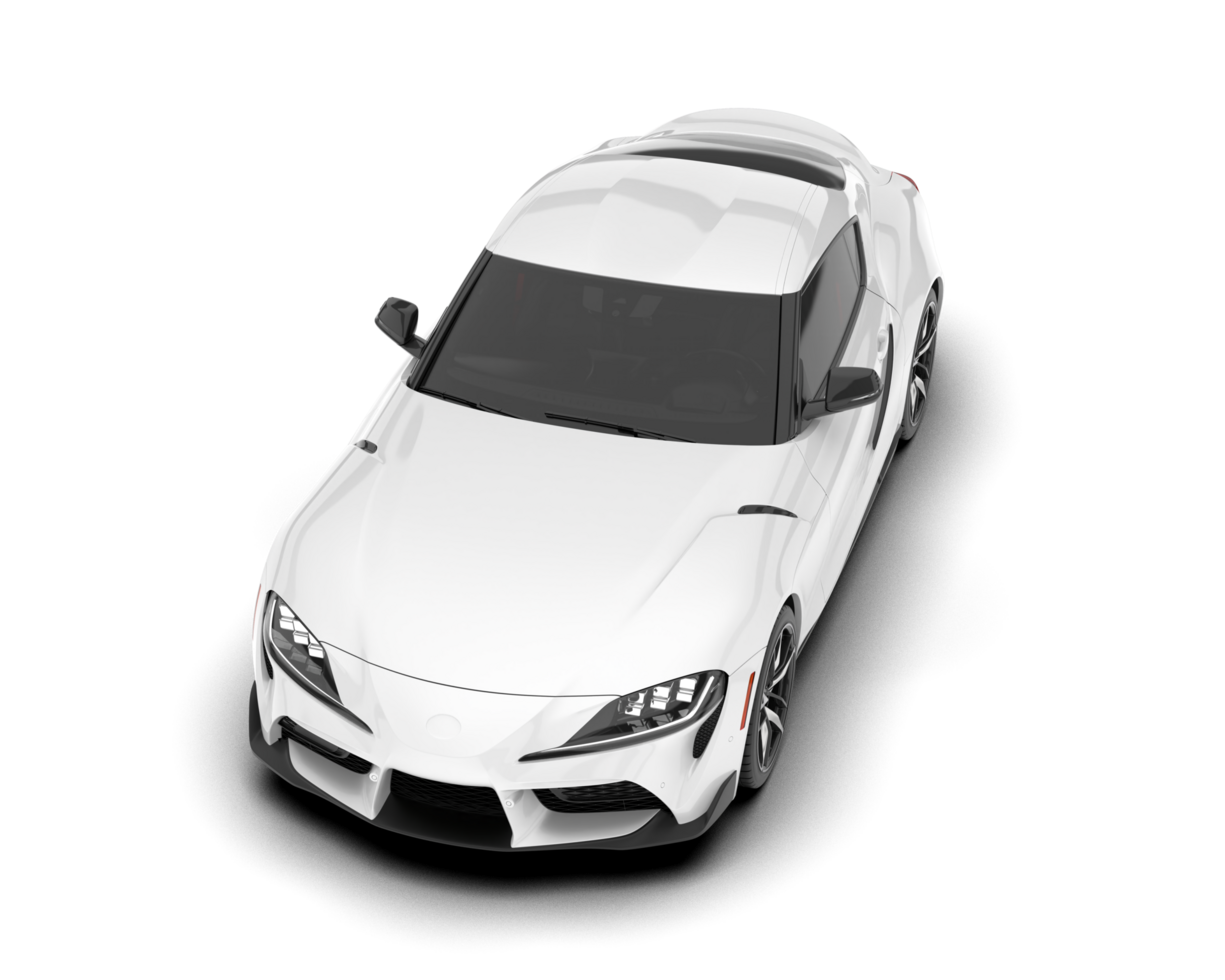 White sport car on transparent background. 3d rendering - illustration png